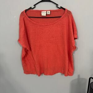 Rachel Zoe 100% Linen Short Sleeve Scoop Neck Top Women's Plus Size 3X